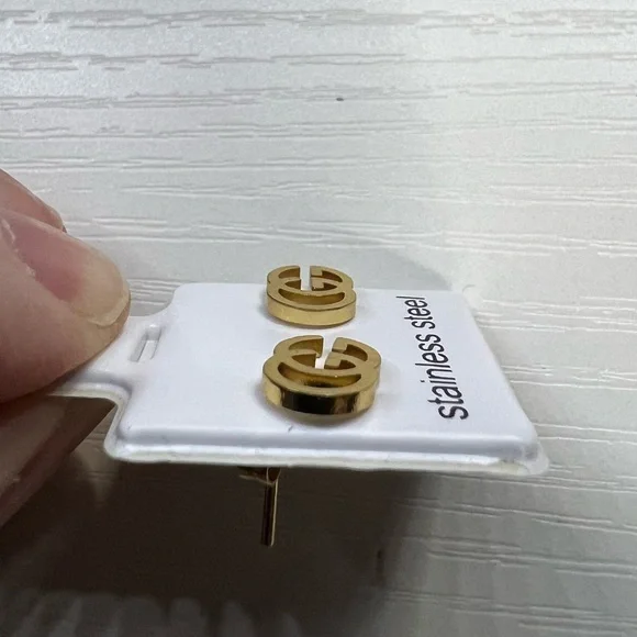 Gold GG Inspired Stainless Steel Earrings - Picture 4 of 4